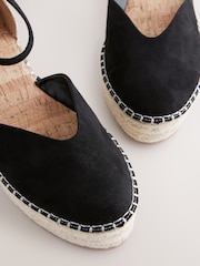 Black Extra Wide Fit Forever Comfort® Closed Toe Platform Espadrille Wedges - Image 4 of 5