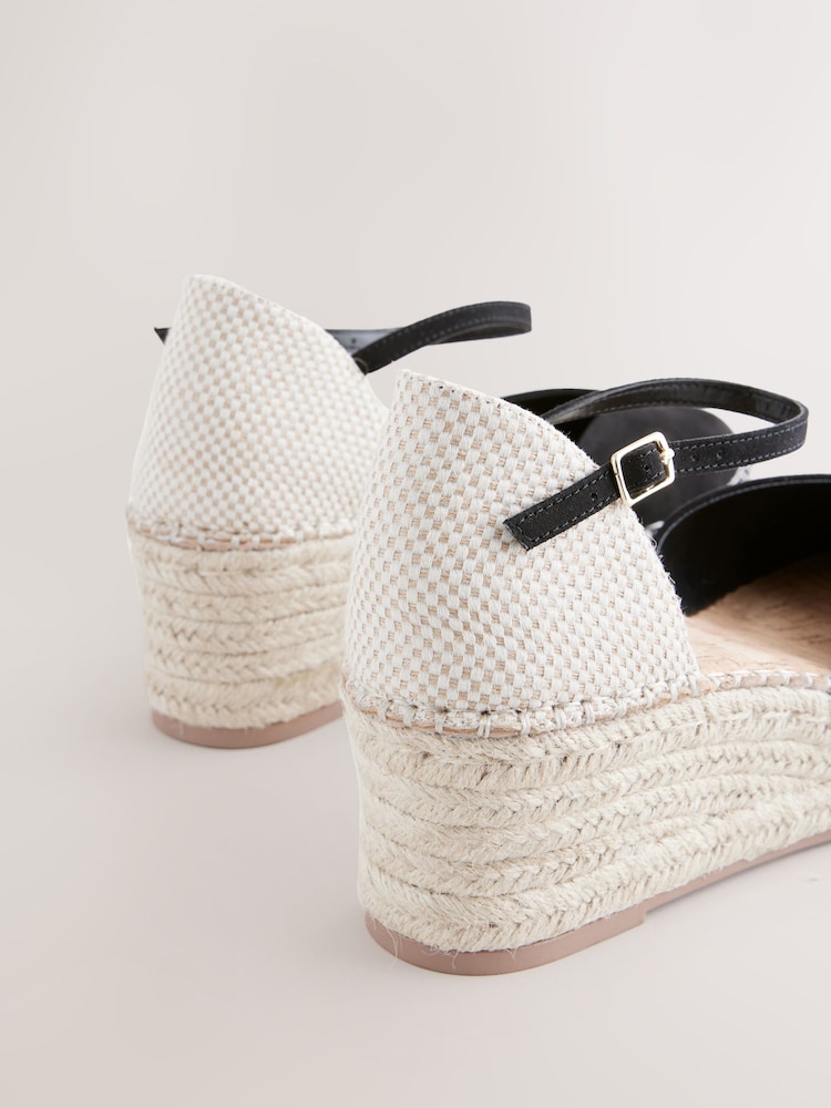 Black Extra Wide Fit Forever Comfort® Closed Toe Platform Espadrille Wedges - Image 5 of 5