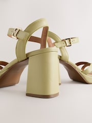 Lime Green Forever Comfort® Leather Square Toe Strappy Buckle Detail Platform Block Heels - Image 5 of 5