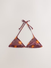 Burgundy Sun Print Metallic Triangle Bikini Top - Image 10 of 10