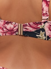 Noir Fleuri  - Haut de bikini bandeau à volants et armatures - Image 6 of 7