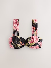 Noir Fleuri  - Haut de bikini bandeau à volants et armatures - Image 7 of 7