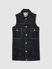 Reiss Indigo Brooklyn Sleeveless Denim Shift Dress - Image 2 of 6