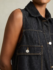 Reiss Indigo Brooklyn Sleeveless Denim Shift Dress - Image 4 of 6