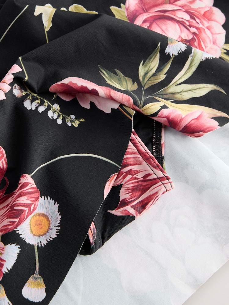 Black Floral Swim Skirt Bikini Bottoms - Image 6 of 8