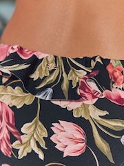 Noir Fleuri  - Bas de bikini à volants et jambe haute - Image 5 de 9