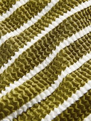 Olive Green/White Stripe Crinkle High Leg Bikini Bottoms - Image 6 of 7