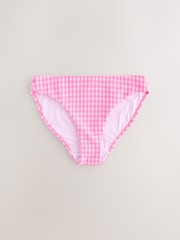 Pink/White Crinkle Gingham High Leg Bikini Bottoms - Image 1 of 3