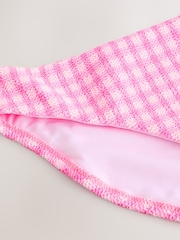 Pink/White Crinkle Gingham High Leg Bikini Bottoms - Image 2 of 3