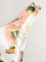 Cream/Red Postcard Print Textured Brazilian High Leg Bikini Bottoms - Image 6 of 7