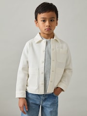 Reiss Off White Mcduffy 9-13 yrs Cotton-Blend Work Jacket - Image 3 of 4