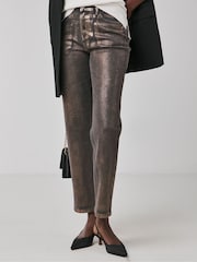 JD Williams Metallic Copper Straight Leg Jeans - Image 1 of 4