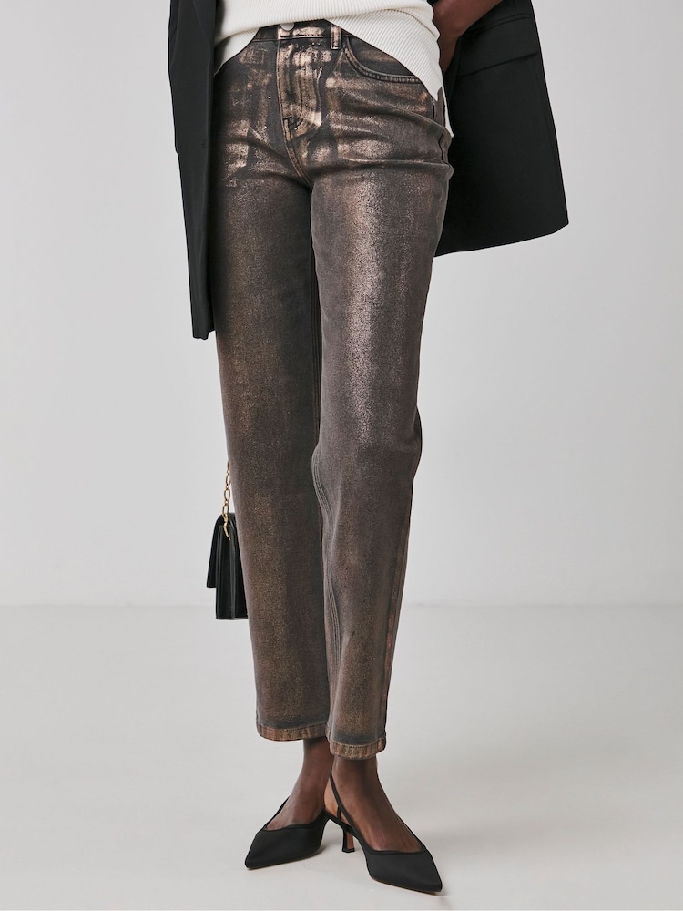 JD Williams Metallic Copper Straight Leg Jeans - Image 1 of 4