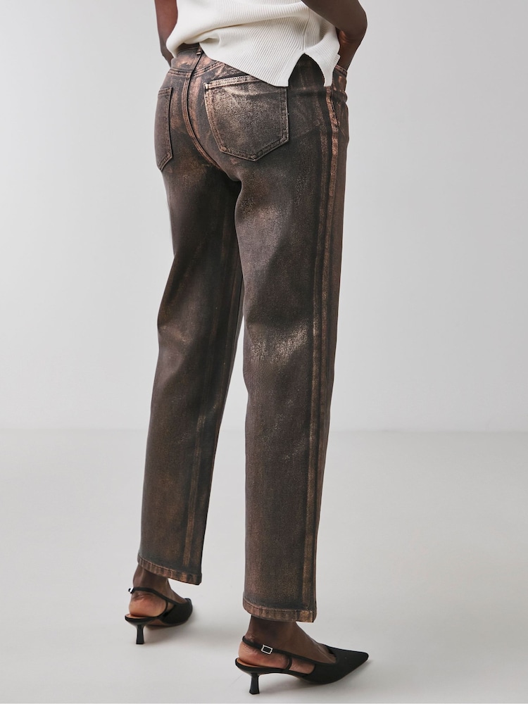JD Williams Metallic Copper Straight Leg Jeans - Image 2 of 4