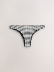 Black/White Gingham Brazilian High Leg Bikini Bottoms - Image 1 of 3