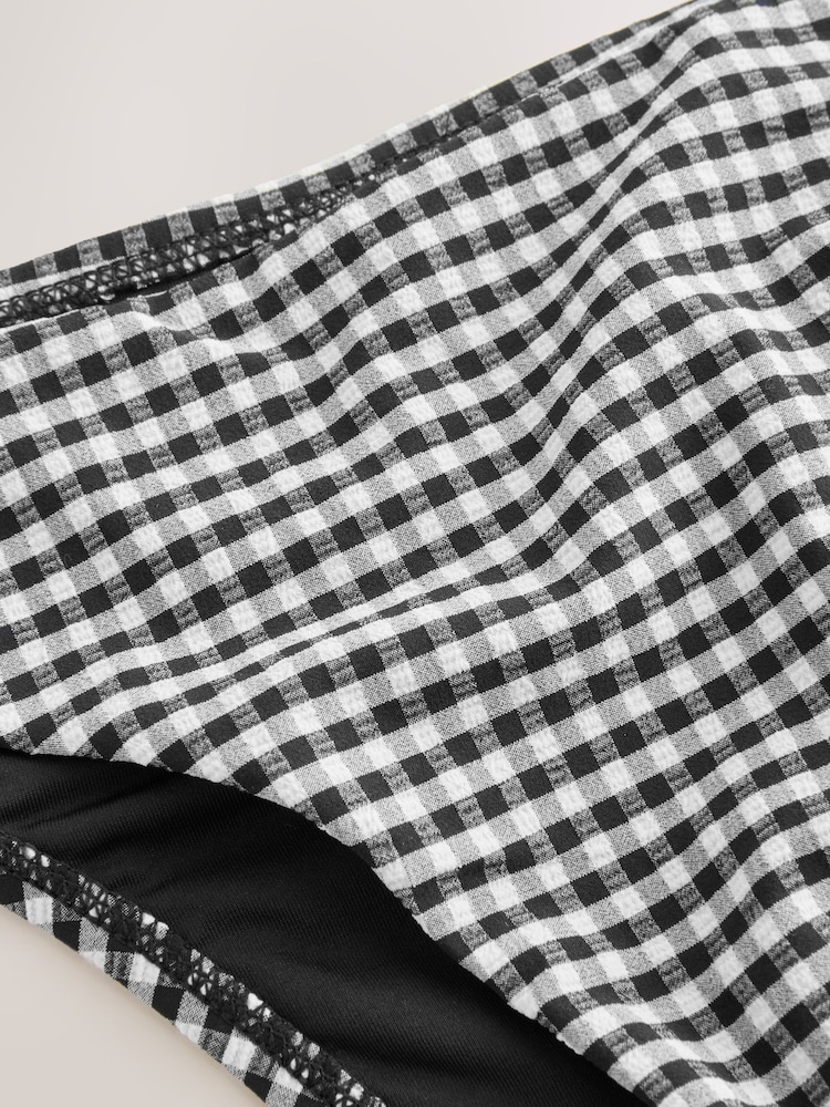 Black/White Gingham Brazilian High Leg Bikini Bottoms - Image 2 of 3 Black/White Gingham Brazilian High Leg Bikini Bottoms - Image 2 of 3