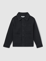 Reiss Navy Mcduffy 9-13 yrs Cotton-Blend Work Jacket - Image 2 of 4
