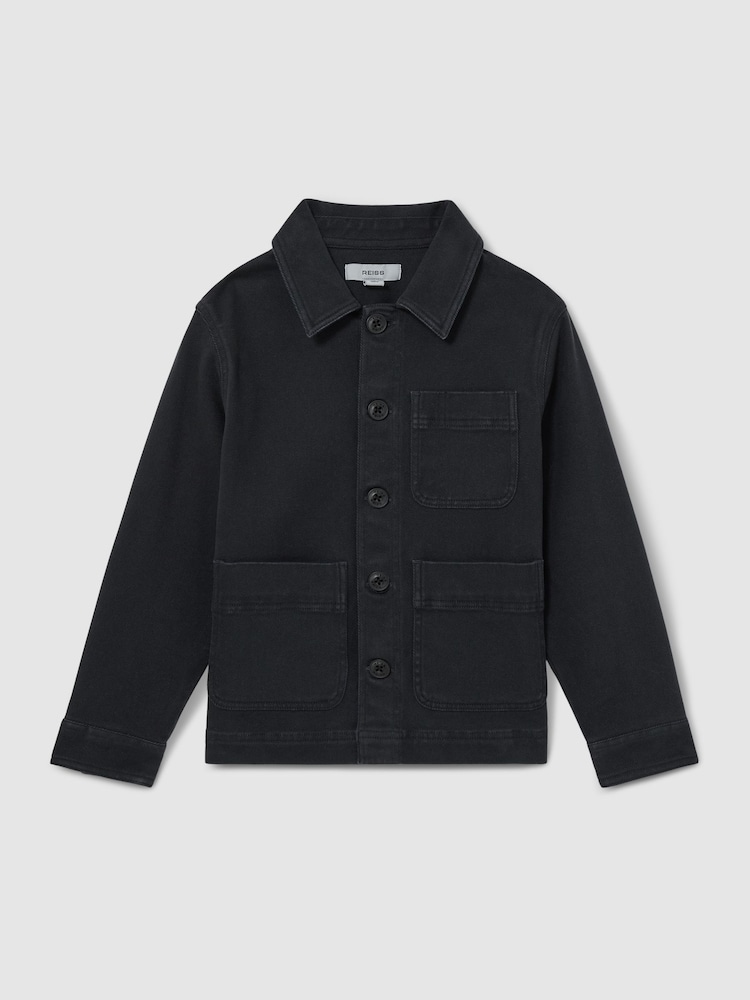Reiss Navy Mcduffy 9-13 yrs Cotton-Blend Work Jacket - Image 2 of 4