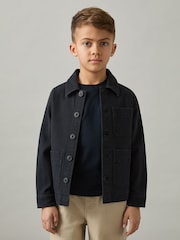 Reiss Navy Mcduffy 9-13 yrs Cotton-Blend Work Jacket - Image 3 of 4