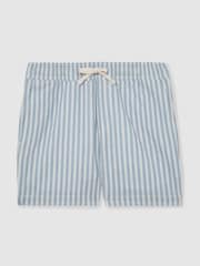 Reiss Soft Blue/White Bay 9-13 yrs Seersucker Striped Swim Shorts - Image 2 of 4