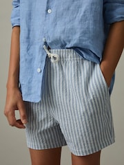 Reiss Soft Blue/White Bay 9-13 yrs Seersucker Striped Swim Shorts - Image 3 of 4