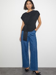 Monsoon Black Tanya Twist Tassel Jersey Top - Image 2 of 4