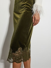 Monsoon Green Andi Velvet Lace Pencil Skirt - Image 4 of 5