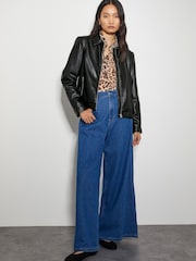 Monsoon Black Bella Faux Leather Bomber Jacket - Image 2 of 4