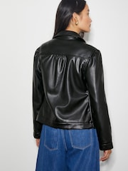 Monsoon Black Bella Faux Leather Bomber Jacket - Image 3 of 4