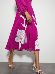Monsoon Purple Talia Floral Applique Midi Tea Dress - Image 2 of 6