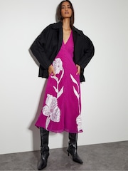 Monsoon Purple Talia Floral Applique Midi Tea Dress - Image 5 of 6