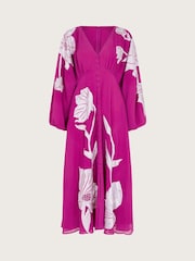 Monsoon Purple Talia Floral Applique Midi Tea Dress - Image 6 of 6