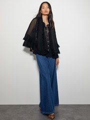 Monsoon Black Anais Ruffle Blouse - Image 2 of 4