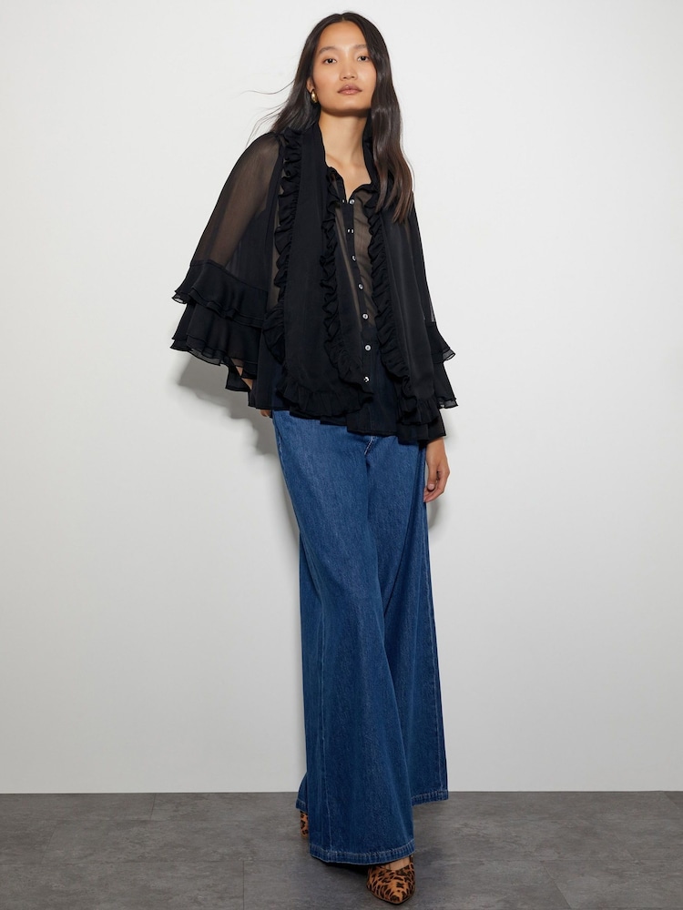 Monsoon Black Anais Ruffle Blouse - Image 2 of 4