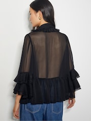 Monsoon Black Anais Ruffle Blouse - Image 3 of 4