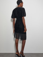 Monsoon Black Dana Devore Leopard Print Wrap Dress - Image 2 of 4