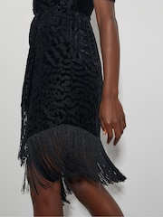 Monsoon Black Dana Devore Leopard Print Wrap Dress - Image 3 of 4