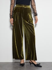 Monsoon Green Valery Wide Leg Velvet Trousers - Image 2 of 5