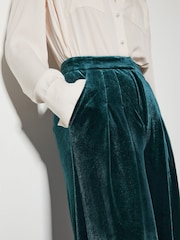 Monsoon Green Valery Wide Leg Velvet Trousers - Image 4 of 5