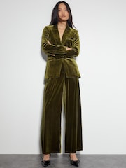 Monsoon Green Valery Wide Leg Velvet Trousers - Image 5 of 5