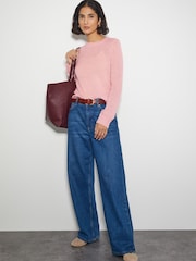 Monsoon Pink Mel Sheer Seamed Jumper - Image 2 of 4