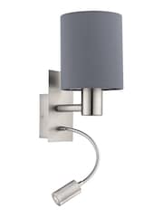 Eglo Grey Pasteri Fabric Wall Lamp With Reading Light - Image 2 of 2