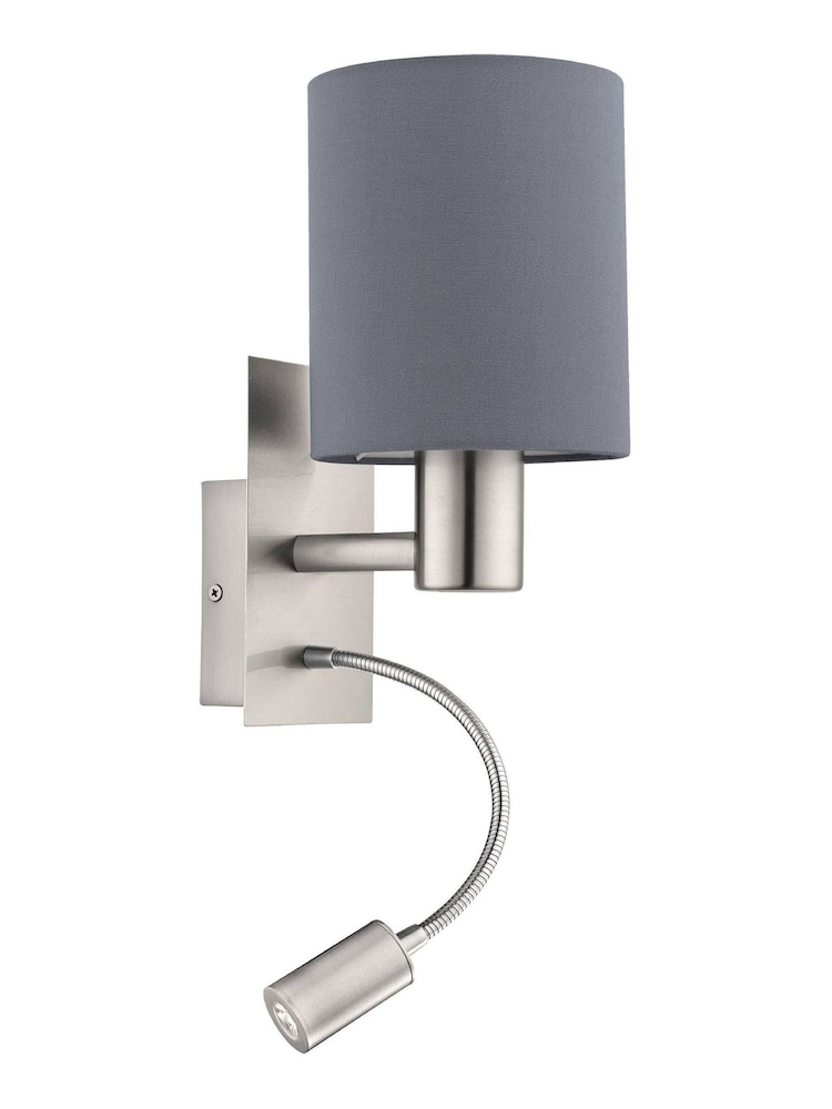 Eglo Grey Pasteri Fabric Wall Lamp With Reading Light - Image 2 of 2