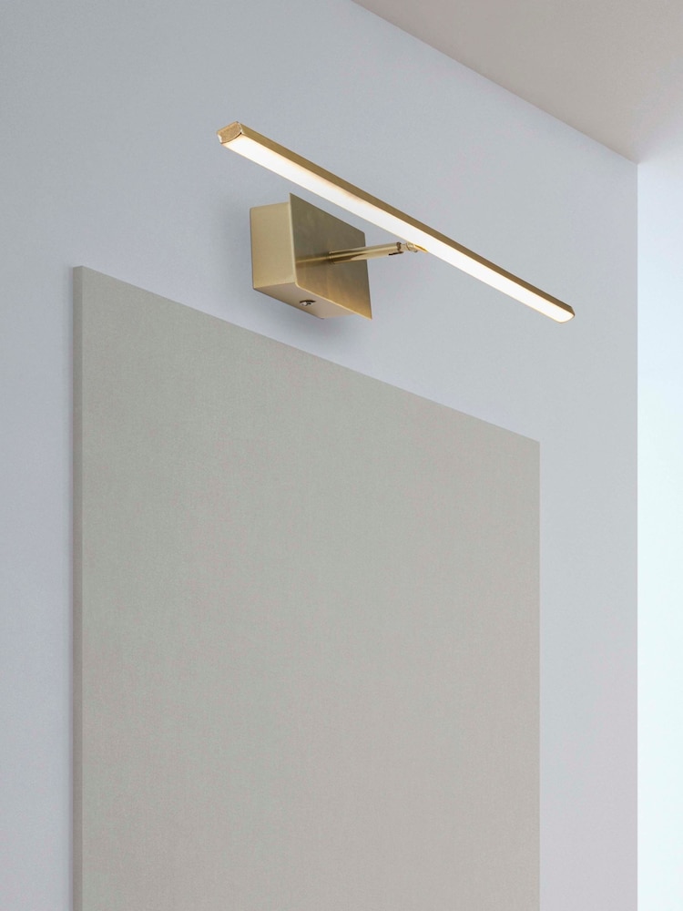 Searchlight Satin Brass Lucca LED Wall Light IP44 - Image 1 of 4