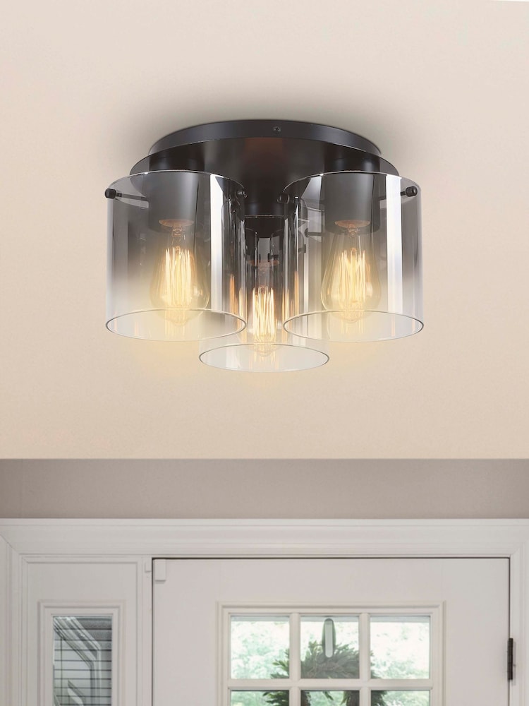 Searchlight Black Santorini 3 Flush Ceiling 3 Light Flush Light - Image 1 of 4