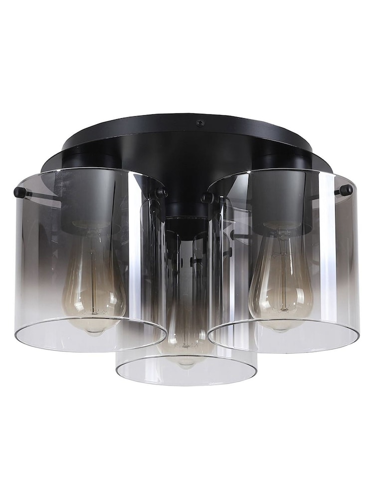 Searchlight Black Santorini 3 Light Flush Ceiling Light - Image 5 of 5 Searchlight Black Santorini 3 Light Flush Ceiling Light - Image 5 of 5