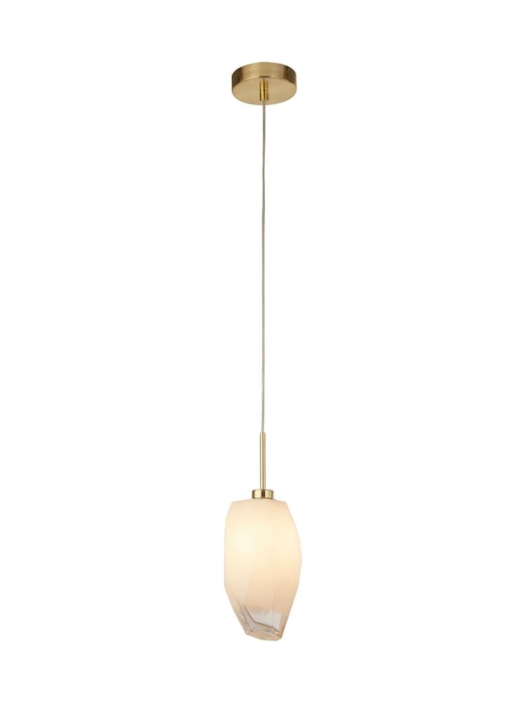 Searchlight Satin Brass Ice 1 Pendant Ceiling Light - Image 2 of 4