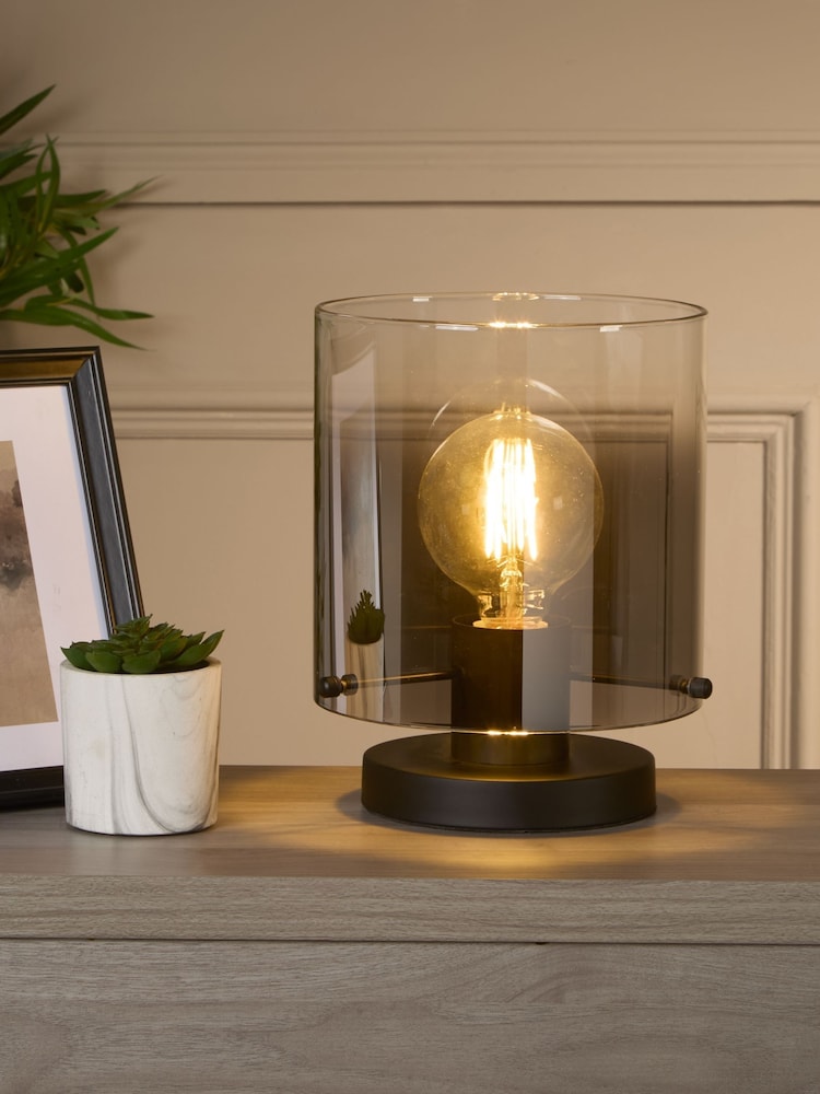 Searchlight Black and Smoke Santorini 1 Light Table Lamp - Image 1 of 5