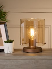 Searchlight Mocha and Amber Santorini 1 Light Table Lamp - Image 1 of 5