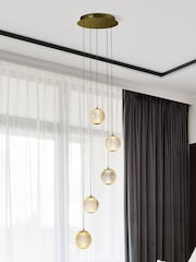 Searchlight Brass Charm 5 Multi-Drop Pendant Ceiling Light - Image 1 of 4